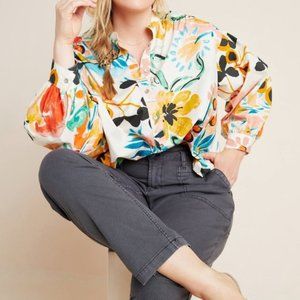 Anthropologie Crisanta Poplin Buttondown Plus Size